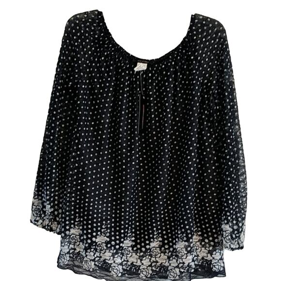 NWT Jennie & Marlis Navy/White Boho Blouse, S - Picture 1 of 6